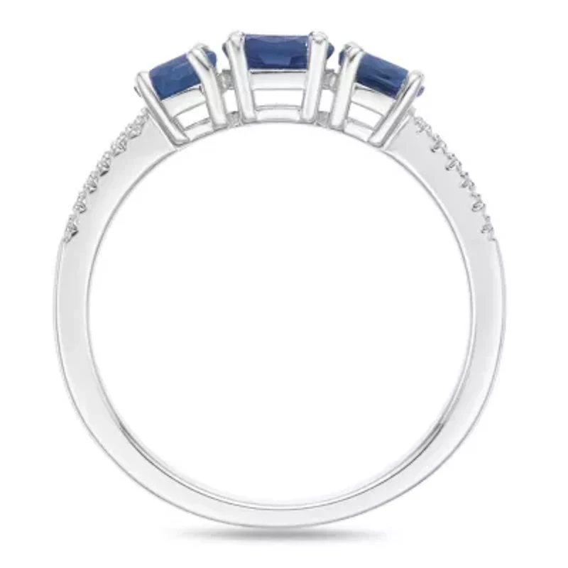 10K White Gold Sapphire and Diamond Accent Ring