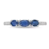 10K White Gold Sapphire and Diamond Accent Ring