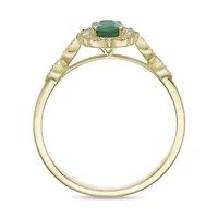 10K Gold Emerald and 1/8 ct. t.w. Diamond Ring
