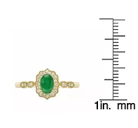 10K Gold Emerald and 1/8 ct. t.w. Diamond Ring