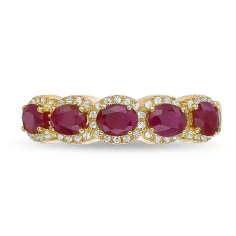 10K Gold Ruby and 1/4 ct. t.w. Diamond Ring
