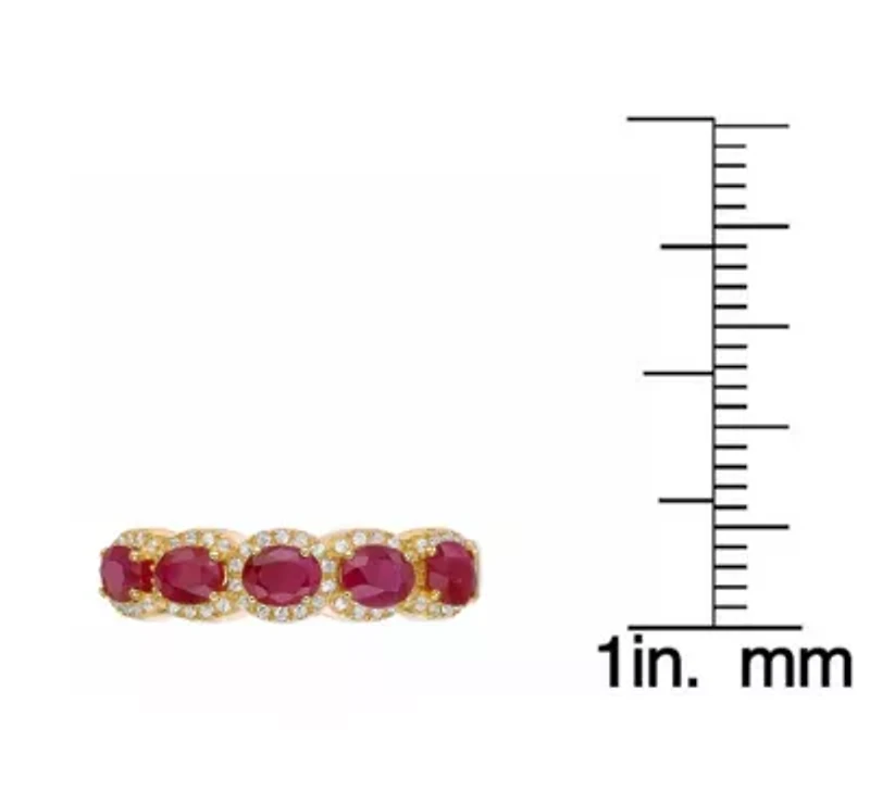 10K Gold Ruby and 1/4 ct. t.w. Diamond Ring