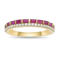 10K Gold Ruby and 1/6 ct. t.w. Diamond Ring