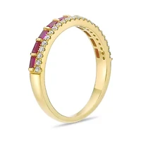 10K Gold Ruby and 1/6 ct. t.w. Diamond Ring