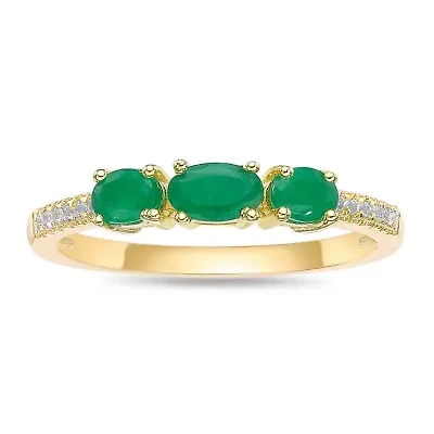10K Gold Emerald and Diamond Accent Ring