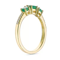 10K Gold Emerald and Diamond Accent Ring