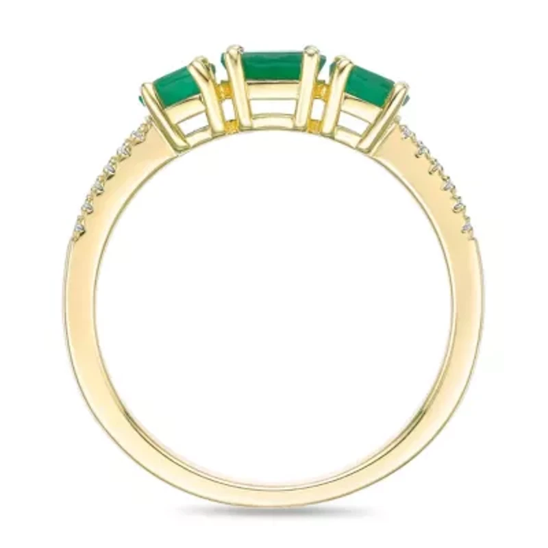 10K Gold Emerald and Diamond Accent Ring