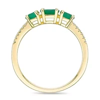 10K Gold Emerald and Diamond Accent Ring