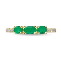 10K Gold Emerald and Diamond Accent Ring