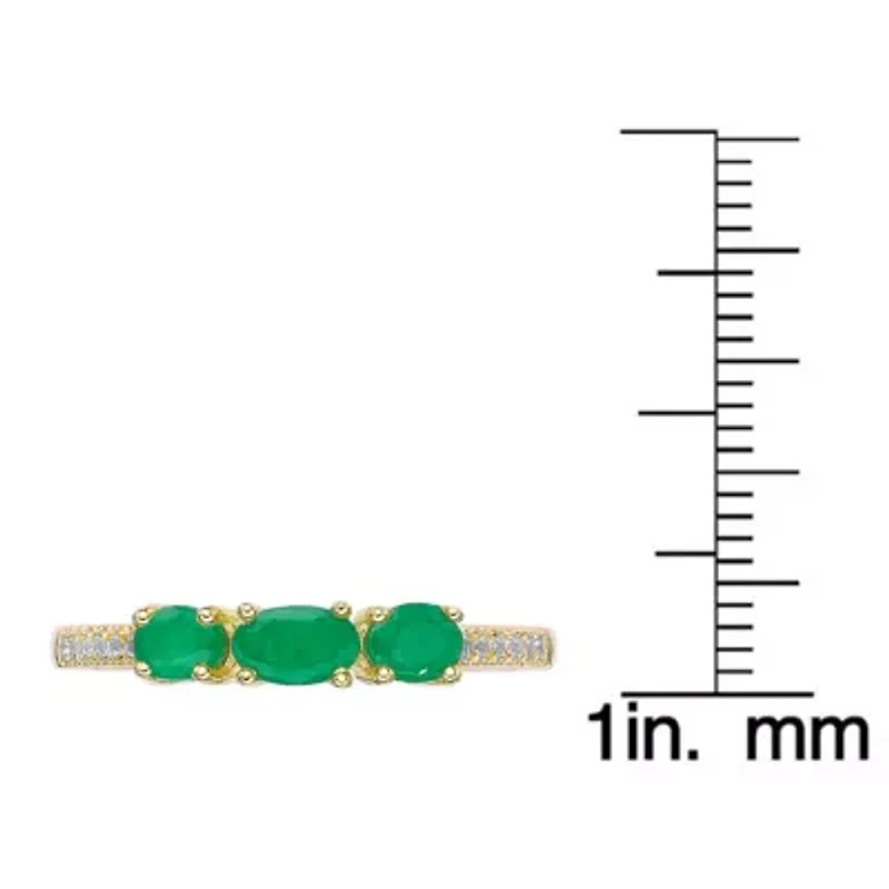 10K Gold Emerald and Diamond Accent Ring