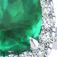 2 Carat Cushion Cut Created Emerald and Halo Diamond Ring Sterling Silver