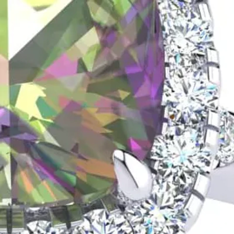 2 Carat Cushion Cut Mystic Topaz and Halo Diamond Ring Sterling Silver