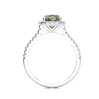 2 Carat Cushion Cut Mystic Topaz and Halo Diamond Ring Sterling Silver