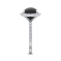 Lab Created 5 1/2 Carat Cushion Cut Gemstone and Halo Diamond Ring Sterling Silver
