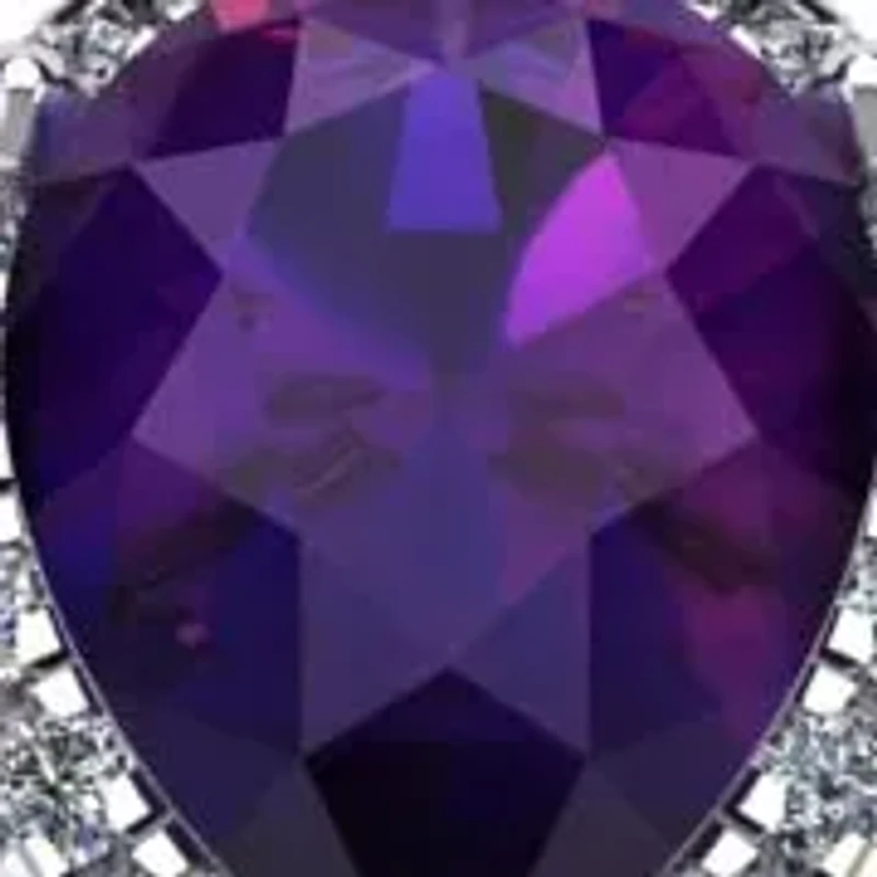1 Carat Pear Shape Gemstone and Halo Diamond Ring Sterling Silver