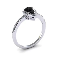 1 Carat Pear Shape Gemstone and Halo Diamond Ring Sterling Silver