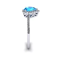 1 Carat Pear Shape Gemstone and Halo Diamond Ring Sterling Silver