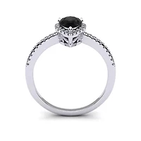 1 Carat Pear Shape Gemstone and Halo Diamond Ring Sterling Silver