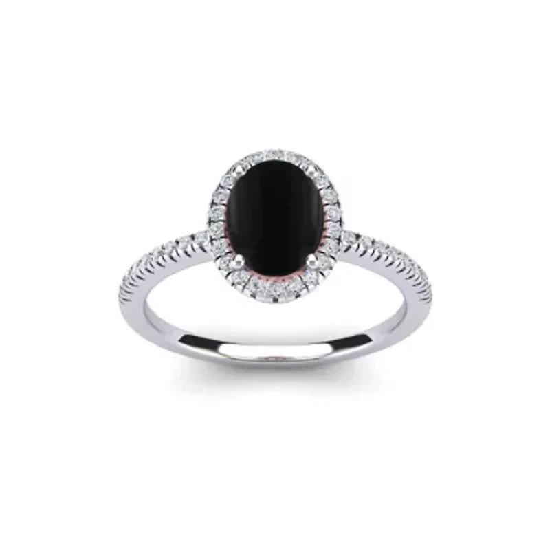 2 Carat Oval Shape Gemstone and Halo Diamond Ring Sterling Silver