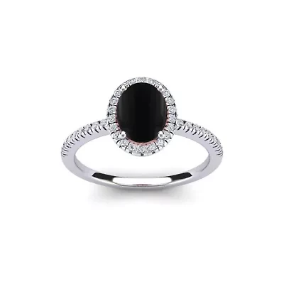 2 Carat Oval Shape Gemstone and Halo Diamond Ring Sterling Silver