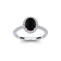2 Carat Oval Shape Gemstone and Halo Diamond Ring Sterling Silver