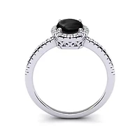 2 Carat Oval Shape Gemstone and Halo Diamond Ring Sterling Silver
