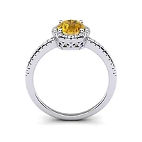 2 Carat Oval Shape Gemstone and Halo Diamond Ring Sterling Silver