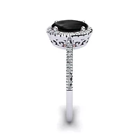 2 Carat Oval Shape Gemstone and Halo Diamond Ring Sterling Silver