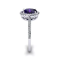 2 Carat Oval Shape Gemstone and Halo Diamond Ring Sterling Silver