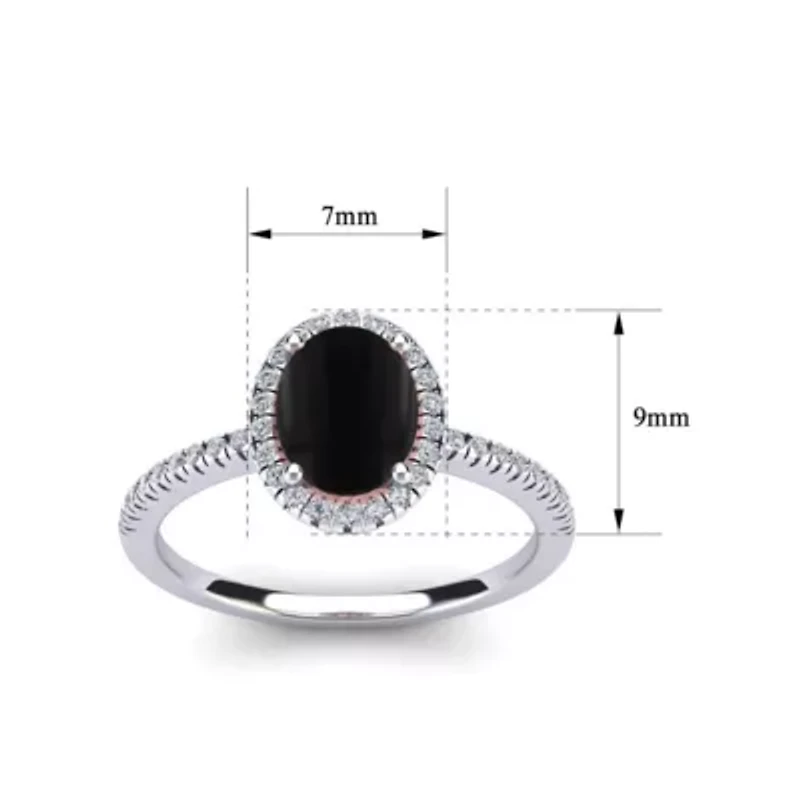 2 Carat Oval Shape Gemstone and Halo Diamond Ring Sterling Silver