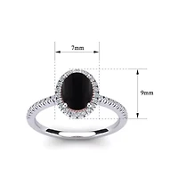 2 Carat Oval Shape Gemstone and Halo Diamond Ring Sterling Silver