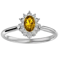 2 Carat Oval Shape Gemstone and Halo Diamond Ring Sterling Silver