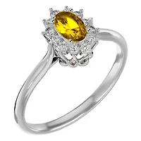 2 Carat Oval Shape Gemstone and Halo Diamond Ring Sterling Silver