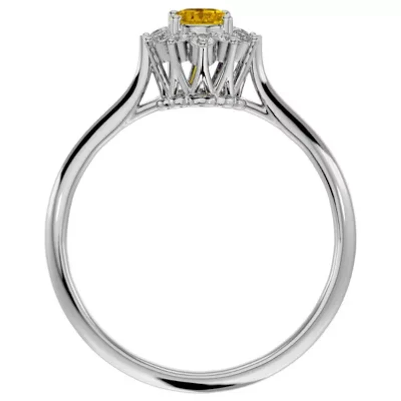 2 Carat Oval Shape Gemstone and Halo Diamond Ring Sterling Silver
