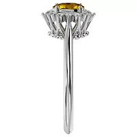 2 Carat Oval Shape Gemstone and Halo Diamond Ring Sterling Silver