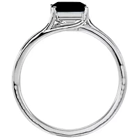 Lab Created 1 3/4 Carat Emerald Shape Gemstone and Diamond Ring Sterling Silver