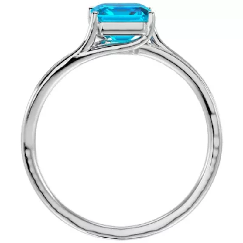 Lab Created 1 3/4 Carat Emerald Shape Gemstone and Diamond Ring Sterling Silver