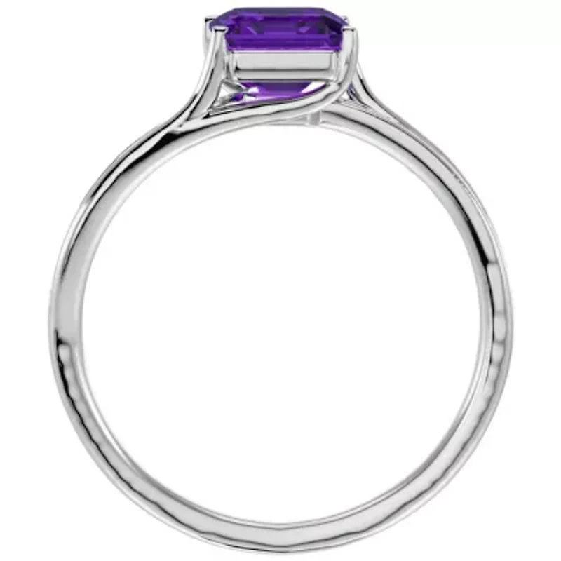Lab Created 1 3/4 Carat Emerald Shape Gemstone and Diamond Ring Sterling Silver