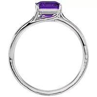 Lab Created 1 3/4 Carat Emerald Shape Gemstone and Diamond Ring Sterling Silver