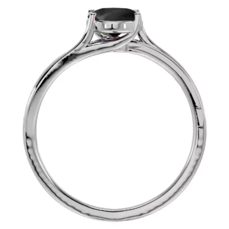 Lab Created 1 1/2 Carat Oval Shape Gemstone and Diamond Ring Sterling Silver