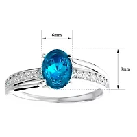 Lab Created 1 1/2 Carat Oval Shape Gemstone and Diamond Ring Sterling Silver