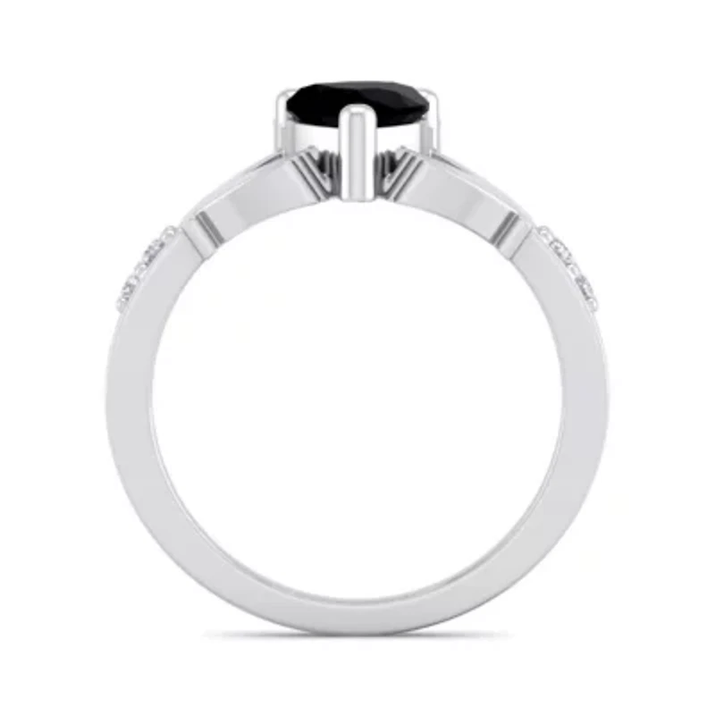 Lab Created 1 Carat Heart Shape Gemstone Diamond Claddagh Ring Sterling Silver