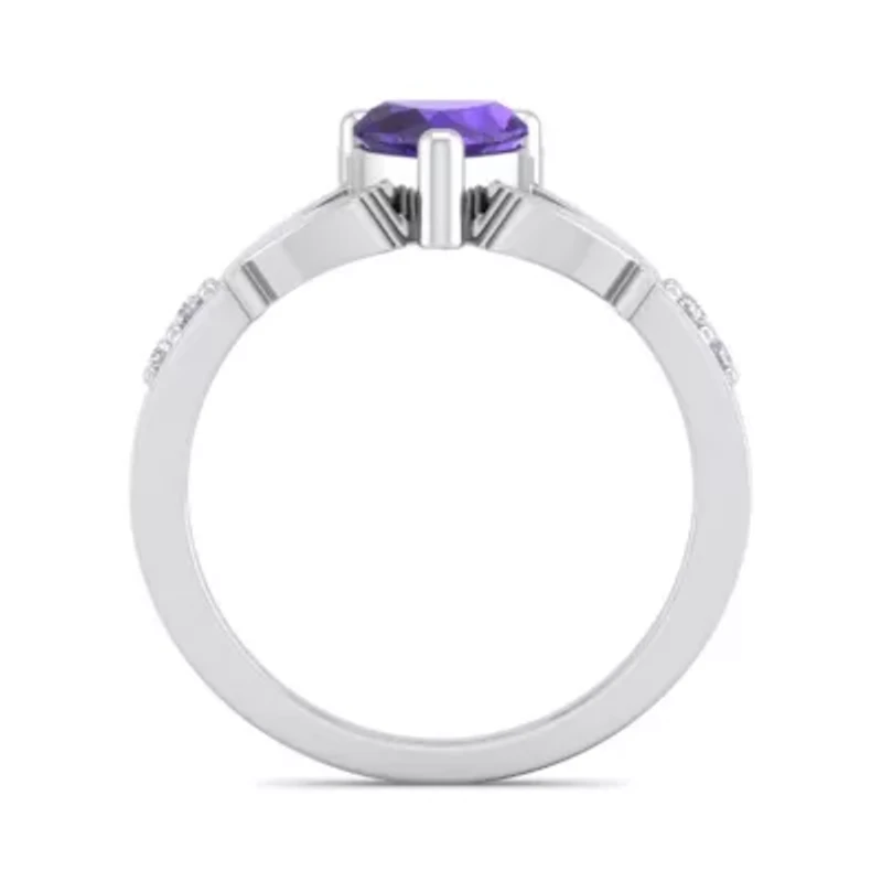 Lab Created 1 Carat Heart Shape Gemstone Diamond Claddagh Ring Sterling Silver