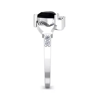 Lab Created 1 Carat Heart Shape Gemstone Diamond Claddagh Ring Sterling Silver