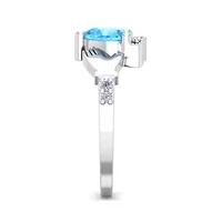 Lab Created 1 Carat Heart Shape Gemstone Diamond Claddagh Ring Sterling Silver