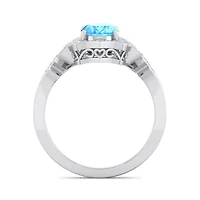 2 Carat Oval Shape Gemstone and Halo Diamond Ring Sterling Silver