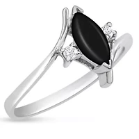 1/2 Carat Marquise Shape Gemstone and Diamond Ring Sterling Silver