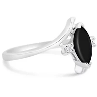 1/2 Carat Marquise Shape Gemstone and Diamond Ring Sterling Silver