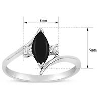 1/2 Carat Marquise Shape Gemstone and Diamond Ring Sterling Silver