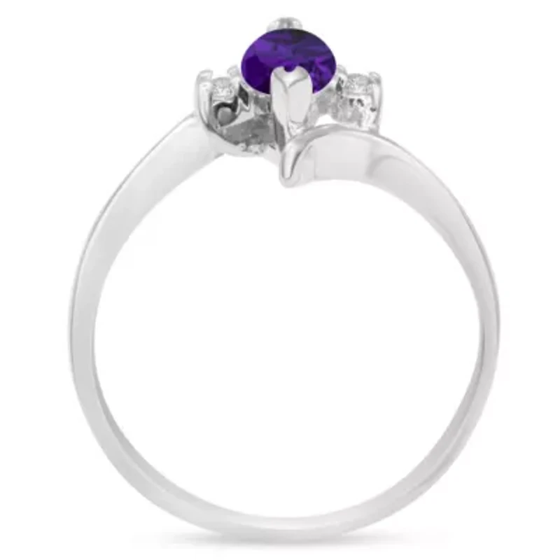 1/2 Carat Marquise Shape Gemstone and Diamond Ring Sterling Silver